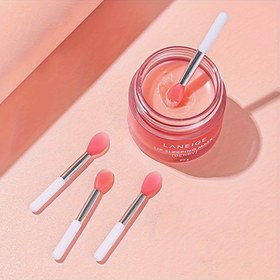 Resim 3'lü Laneige Silikon Dudak Fırçası Seti - Mini, Parfümsüz, Avuç İçine Sığan Uygulayıcılar Ruj, Parlatıcı & Maskeler için, Toz Geçirmez Göz Farı Makyaj Fırçaları, Tüm Cilt Tipleri İçin Uygun 