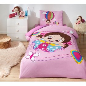 Resim Özdilek Niloya Kelebek Tek Kişilik Lisanslı Lastikli Çarşaf Çocuk Nevresim Takımı Pembe 