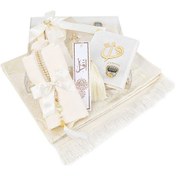 Resim Kişiye Özel Yasin Kitabı & Lüks Taşlı Zikirmatik & Püsküllü İnci Tesbih & Şal & Tafta Seccade Hediye Seti 