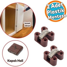 Resim Gizli Gömme Görünmez Plastik Menteşe 2 Adet Dolap Kapak Mobilya Masa Menteşesi Sol Sağ Uyumlu 