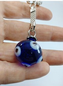 Resim Nazar Boncuğu Küre Anahtarlık El Yapımı Cam Hediyelik Aksesuar 