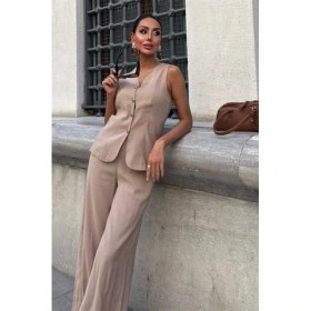 Resim Alinn Butikk Arkası Bağcıklı Yelek Plazza Pantolon Modal Takım 10202-08 