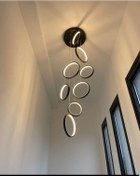 Resim 8'li Modern Sarkıt Ledli Avize Gün Işığı - - Kumandalı / Siyah Siyah 