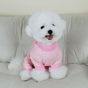 Resim 1 Adet Nefes Alabilir Gazlı Bez Küçük Köpek Ev Tulumu - Çizgili & Düz Renkler, Kolay Bakım Polyester, İlkbahar/Yaz/Sonbahar için Her Mevsim Rahatlık, Makinede Yıkanabilir, Köpekler için Giysiler 