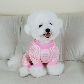 Resim 1 Adet Nefes Alabilir Gazlı Bez Küçük Köpek Ev Tulumu - Çizgili & Düz Renkler, Kolay Bakım Polyester, İlkbahar/Yaz/Sonbahar için Her Mevsim Rahatlık, Makinede Yıkanabilir, Köpekler için Giysiler 