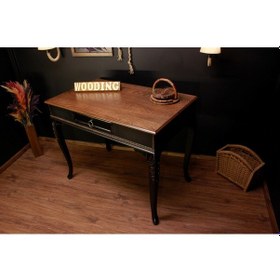 Resim Wooding 120 Cm Masif Ceviz Siyah Oymalı Çalışma Masası 