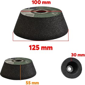 Resim Badem10 Taşlama Tekeri 16 Kum Mermer Taş Kaya Beton Zımparalama Bileyleme Çanak 125X50X14 mm 1 Adet 
