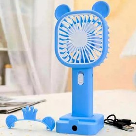Resim Şarj Edilebilir Fanlı Kulaklı Taçlı Kalemtraşlı Telefon Tutuculu Vantilatör - Mavi 