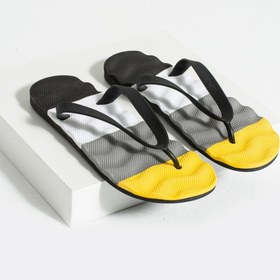 Resim Bermody Erkek Rahat Dalgalı Taban Siyah Sarı Parmak Arası Plaj Terliği Flip Flops 