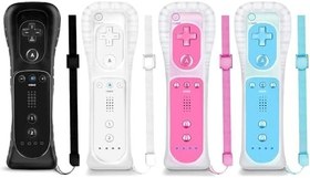 Resim NC Wii Controller 4 Pack, Replacement for Wii Remote Controller,Compatible with Nintendo Wii/Wii U, With Silicone Case and Wrist Strap. (White+Black+Blue + Pink) 