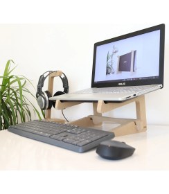 Resim Hansdo Ahşap Laptop Standı - 13" - 14" Boyutlarındaki Laptoplar Ile Uyumlu - Laptop Yükseltici - WLS4 