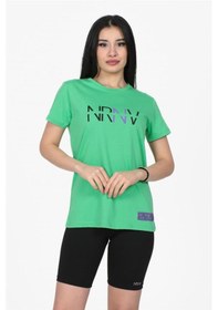 Resim Nrnv Baskılı Bisiklet Yaka Normal Kalıp Tshirt Yeşil-yeşil Yeşil 
