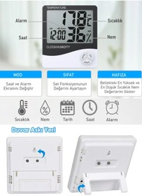 Resim h homerest Dijital Termometre Higrometre Hava Istasyon Oda Iç Dış Mekan Sıcaklık Nem Ölçer Lcd Saat Alarm 