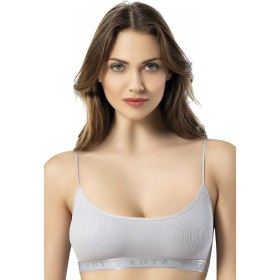 Resim Tezzgelsin Kadın 6'lı İp Askılı Penye Kaşkorse Kumaş Pedli Crop Büstiyer Sütyen Gri 
