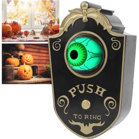 Resim Youtek Halloween Gözlü Kapı Zili - Korkunç Ses Ve Işık Özelliği İle Partiler İçin Dekoratif Oyuncak Pil Dahil Değil Siyah P018 