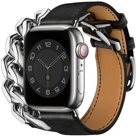 Resim Sones Çift Döngü Hakiki Deri Paslanmaz Çelik Watch Band iOS Uyumlu Watch Ultra 49mm-watch Ult Seri 9-8-7 Akıllı Saat Aks. 48752279 