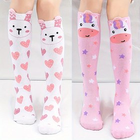 Resim 2 çift sevimli tavşan desenli dizi çorap, kızlar için dört mevsim yumuşak ve rahat diz altı çorapları, günlük kullanım için uygun 