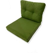 Resim Bahçe Balkon Mobilyası Minderi 1 Adet Minder, 1 Adet Kırlent Yeşil 
