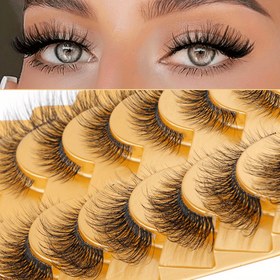 Resim Başlangıçlar İçin Uygun, Doğal Çapraz Stil, Kalın ve Kabarık, Kanatlı Uçlu Yapışkan Tasarım, Uzatılmış, 10-15mm, 3D Hacimli Sahte Kirpik Seti - 10 Çift 