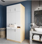 Resim Vita Çamaşır Ve Kurutma Makinesi Dolabı Banyo Dolabı Meşe Beyaz Beyaz - Meşe 