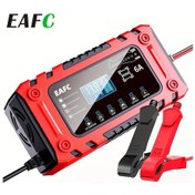 Resim Motion003 Eafc Eu Fişli Kırmızı Araba Akü Şarj Cihazı 12v 6a Akıllı Otomatik Akü Bakım Darbe Onarım Lcd Ekran Agm Gel Sla Islak Demir Lityum Aküler 