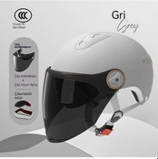 Resim Elektrikli Arabam Motosiklet Kaskıerkek Ve Kadındört Mevsim Evrensel Sarım Kask Güvenlik Gri Gri - 