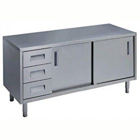 Resim Electrolux Professional Dolaplı Çalışma Tezgahı Solda 3'lü Çekmeceli 2 Kayar Kapılı 1600 MM MTA1600SXPN 