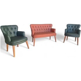 Resim Taba Ve Yeşil Deri Ahşap Ayaklı Ofis Koltuk Takımı Büro Koltuk Ve Kanepeleri Deri Ofis Mobilyası Taba Ve Yeşil 