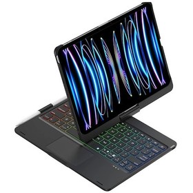 Resim Cosmotex Newface iPad Uyumlu Pro 11 2024 F11 Ats Kılıf Magic Dönen Klavyeli Tablet Kılıf - Siyah 