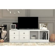 Resim Nettrends Kitaplikli Çekmeceli Tv Ünitesi Beyaz 130 Cm Tvt-1003-ç 