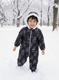Resim Çocuk Kozmonot, Çocuk Kar Tulumu 2-5 Yaş Siyah 