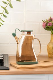 Resim Porsima 3855 Şeffaf Borosilikat Cam Zeytinyağ Şişesi - Yağlık ve Sirkelik Yeşil 1 lt 