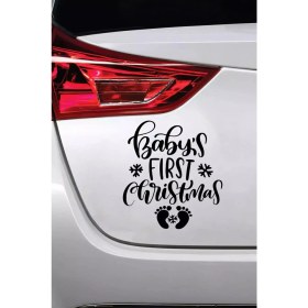 Resim Babys First Christmas 3 - Araç, Oto, Laptop, Duvar Uyumlu Sticker 10*11 cm 