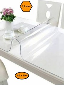 Resim 1,2 Mm Pvc Masa Örtüsü, Şeffaf Masa Kaplaması, 80x110 