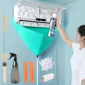 Resim PVC Klima Temizleme Örtüsü Seti Drenaj Hortumu ile, Su Geçirmez Sızdırmaz Klima Bakım Temizlik Çantası Seti Temizlik Aletleri ve Aksesuarları ile - Pil Gerekmez 