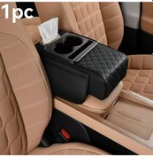 Resim Willowhaven Siyah Araç Kolçak Organizatörü: Çok Amaçlı Konsol Yastığı, Kaymaz Tutucu, Bardaklık Ve Kağıt Kutusu, 4 Mevsim Universal. 