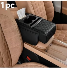 Resim Willowhaven Siyah Araç Kolçak Organizatörü: Çok Amaçlı Konsol Yastığı, Kaymaz Tutucu, Bardaklık Ve Kağıt Kutusu, 4 Mevsim Universal. 