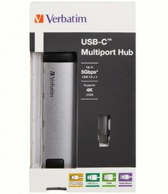 Resim Verbatim USB-C Multiport Hub / 2x USB 3.0, HDMI, Gigabit Ethernet 