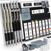 Resim DörtCandies 25 adet Sanat Mekanik Kalem Seti Kılıf ile - 3 adet Metal Sanatçı Kurşun Kalemler (0.5, 0.7, 0.9mm) ve 3 adet 2mm Kurşun Tutucuları (HB, 2H, 2B, 4B) Çizim ve Çizim için 432 adet Grafit Kurşun Dolumları içerir, Çizim Malzemeleri | Düzenlenmiş Kalem Kutusu | Dayanıklı Kalem Kutusu, Kalem Düzenleyici Kutu 