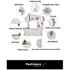 Resim Pastimore Premium Taşınabilir Elektrikli Hız Ayarlı Kademeli Otomatik Mini Dikiş Makinesi 