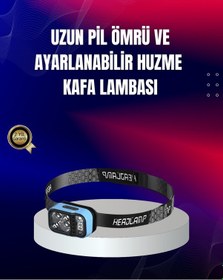 Resim Süper Parlak Led Kafa Feneri 3 Renk 53 Mod Type C Şarjlı Siyah 