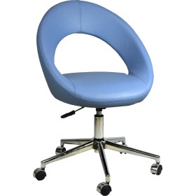 Resim Bürocci Miranda Metal Ayaklı Çalışma Koltuğu-Mavi Deri - 2222K0119 
