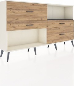 Resim Arges Konsol Tek Raflı 4 Çekmeceli 176x30x99 Aytaşı-antrasit/çam Aytaşı-antrasit/çam 