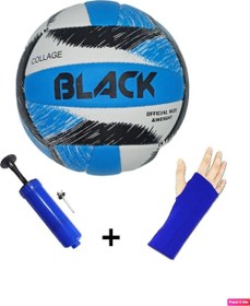 Resim Black Collage El Dikişli 4 Astar Poliüretan Deri 18 Panel Voleybol Topu + Top Pompası + Voleybol Kolluğu 
