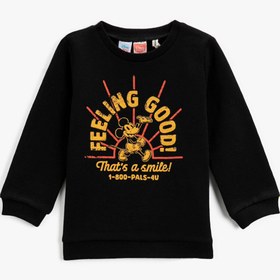 Resim Erkek Bebek Mickey Mouse Baskılı Sweatshirt Bisiklet Yaka Lisanslı 