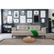 Resim Perla Sofa Madrid Üçlü Yataklı Kanepe Keten Krem 
