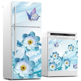 Resim Buzdolabı Ve Bulaşık Makinası Beyaz Eşya Sticker Kaplama 3D Mavi (540886989) 