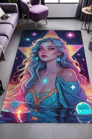 Resim Depoba Serenam Gaming Oyuncu Odası Halısı Şönil Dijital Baskılı Kaymaz Taban Yıkanabilir Salon Halısı 