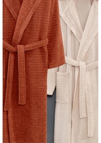 Resim 2li Kapüşonlu Bornoz Doğa Kiremit - Bej S/m Kiremit - Bej 