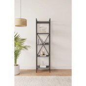 Resim Mobitopya Nilamu 45 cm Kitaplık / Metal Aksamlı / Açık Raf / Organizer / Ofis / Ev / 5 Raflı Kitaplık 